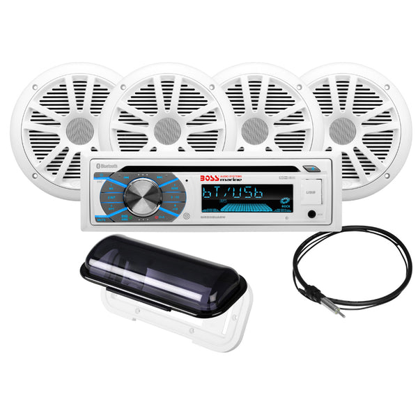 MCK508WB.64S Marine Stereo & 2 Pairs of 6.5" Speaker Kit - White