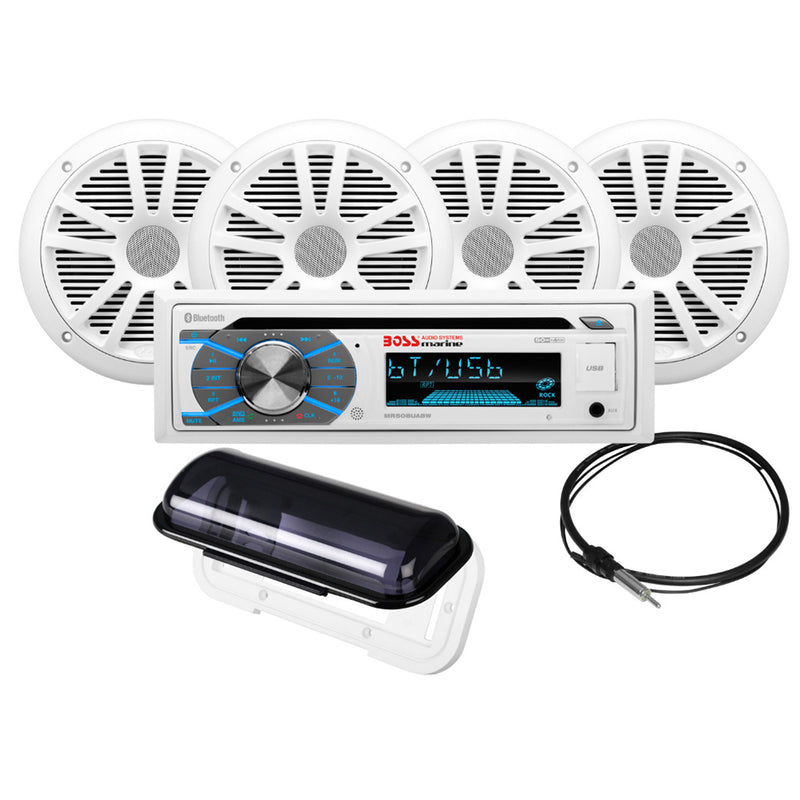 MCK508WB.64S Marine Stereo & 2 Pairs of 6.5" Speaker Kit - White