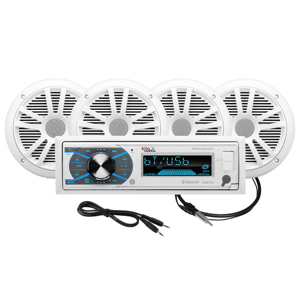 MCK632WB.64 Marine Stereo & 2 Pairs of 6.5" Speaker Kit - White