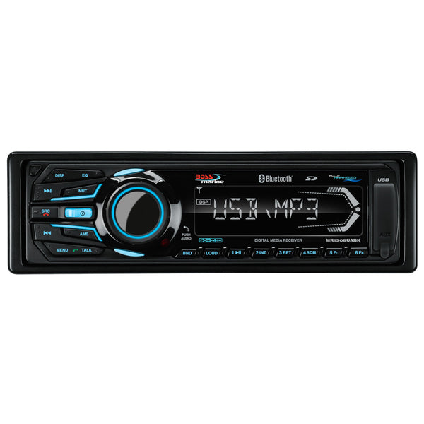 MR1308UABK Bluetooth® - Fully Marinized MP3-Compatible Digital Media Receiver w/USB & SD Memory Card Ports & Aux Input