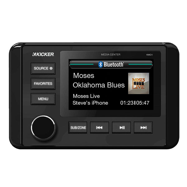 KICKER KMC4 Weather-Resistant Gauge-Style Media Center w/Bluetooth
