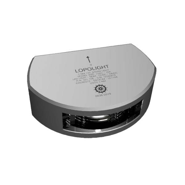 301-106 - Stern Light - 3NM - Vertical Mount - White - Silver Housing