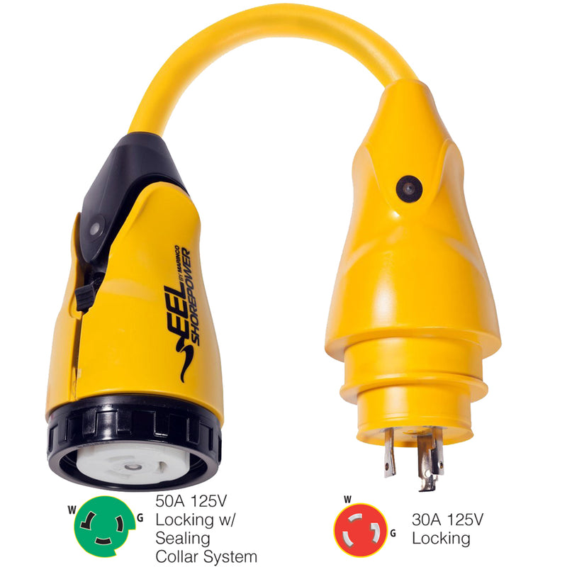 P30-503 EEL 50A-125V Female to 30A-125V Male Pigtail Adapter - Yellow