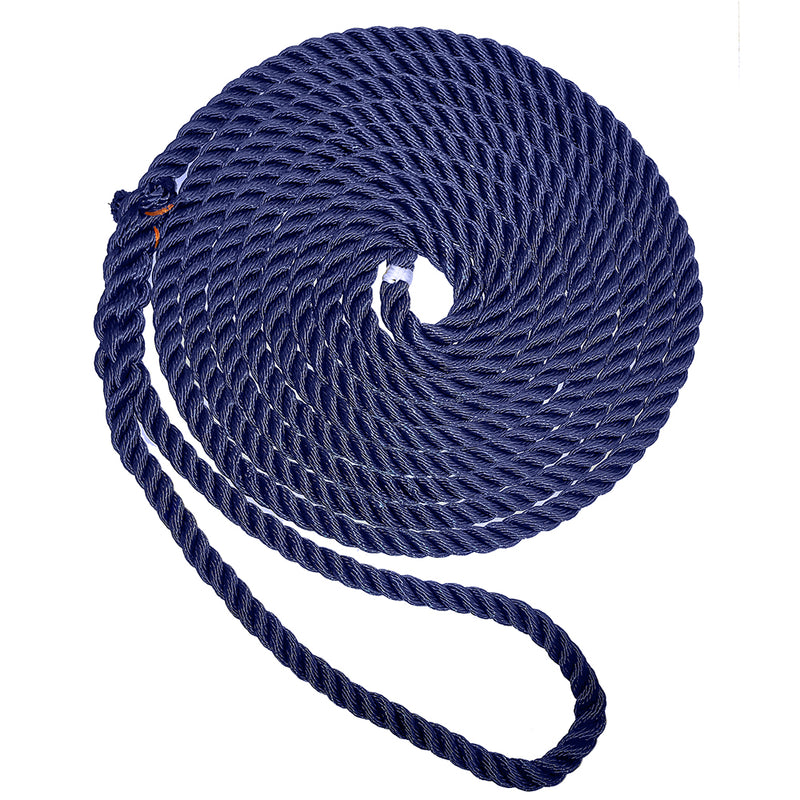 New England Ropes 1/2" Premium 3-Strand Dock Line - Navy Blue - 15'