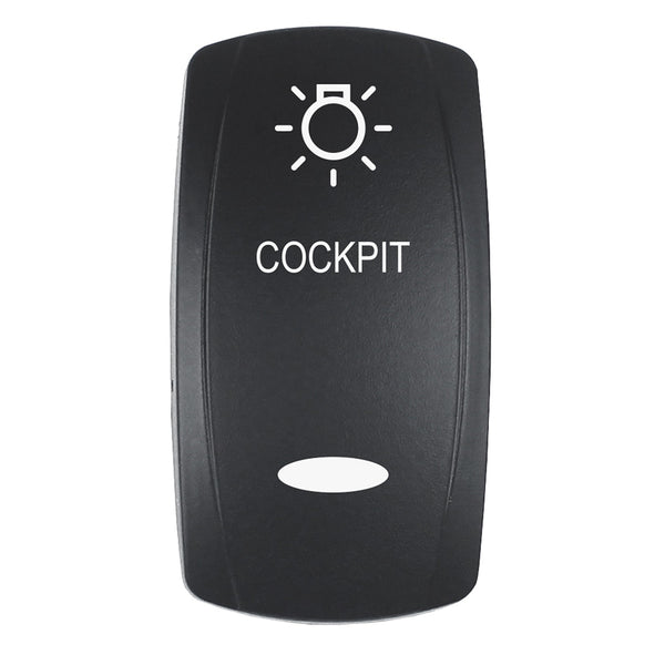 Pacer Actuator - 'COCKPIT' f/V Series Contura Switches - Black - Laser Etched (Top/Bottom Light)