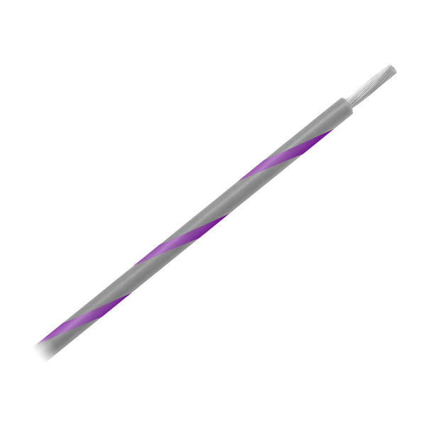 Pacer 14 AWG Gauge Striped Marine Wire 500' Spool - Grey w/Violet Stripe