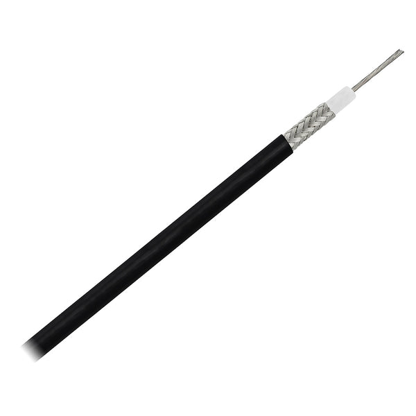Pacer RG58AU Coax Cable Stranded TV Cond TV Braid - Black Jacket - 200'