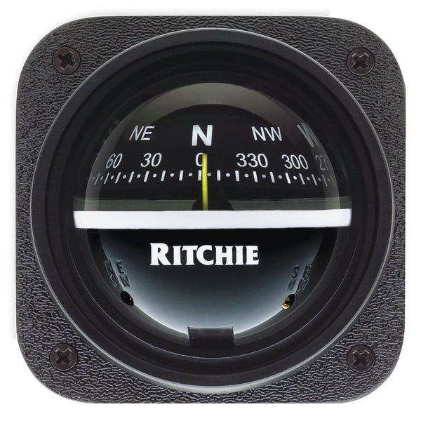 V-537 Explorer Compass - Bulkhead Mount - Black Dial