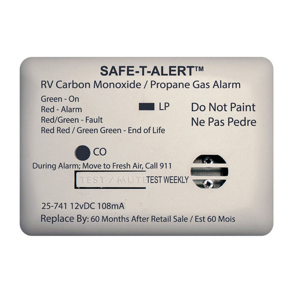 Safe-T-Alert 25 Series Surface Mount Dual Carbon Monoxide/Propane Alarm - 12V Hardwire - White