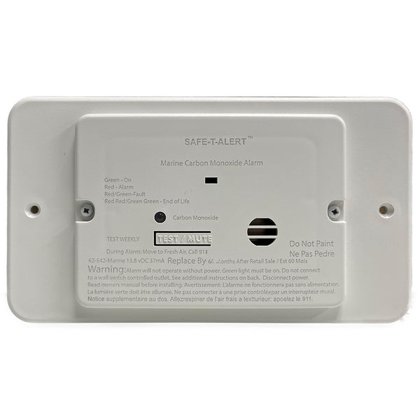 Safe-T-Alert 62 Series RV Carbon Monoxide - White - Flush Mount - 12V w/Trim Ring