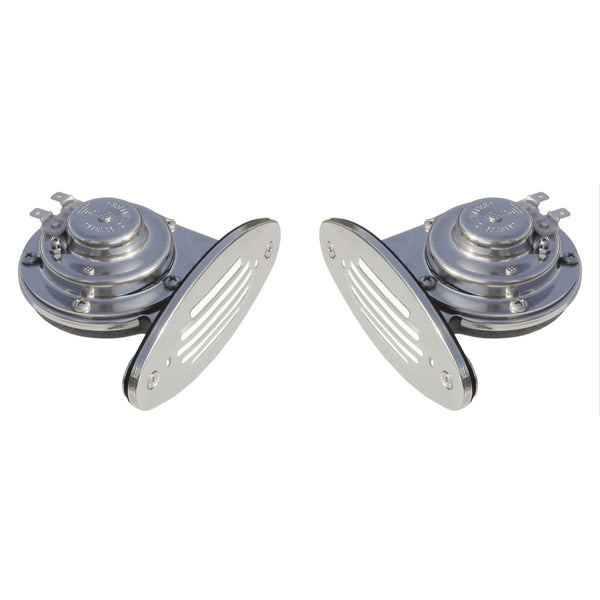 Schmitt Marine Mini Stainless Steel Dual Drop-In Horn w/Stainless Steel Grills High & Low Pitch