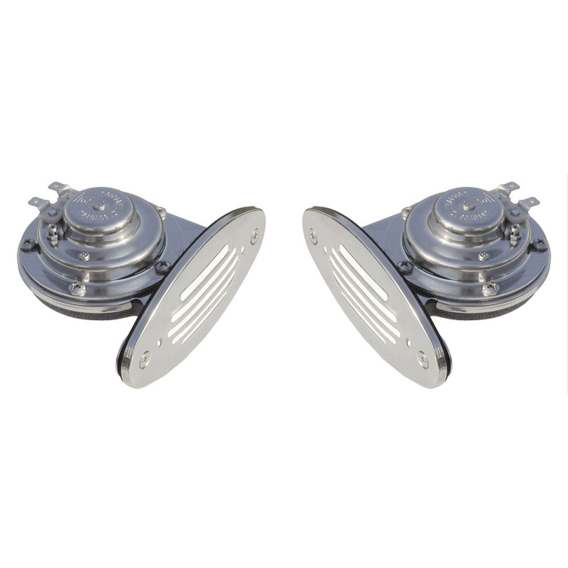 Schmitt Marine Mini Stainless Steel Dual Drop-In Horn w/Stainless Steel Grills High & Low Pitch