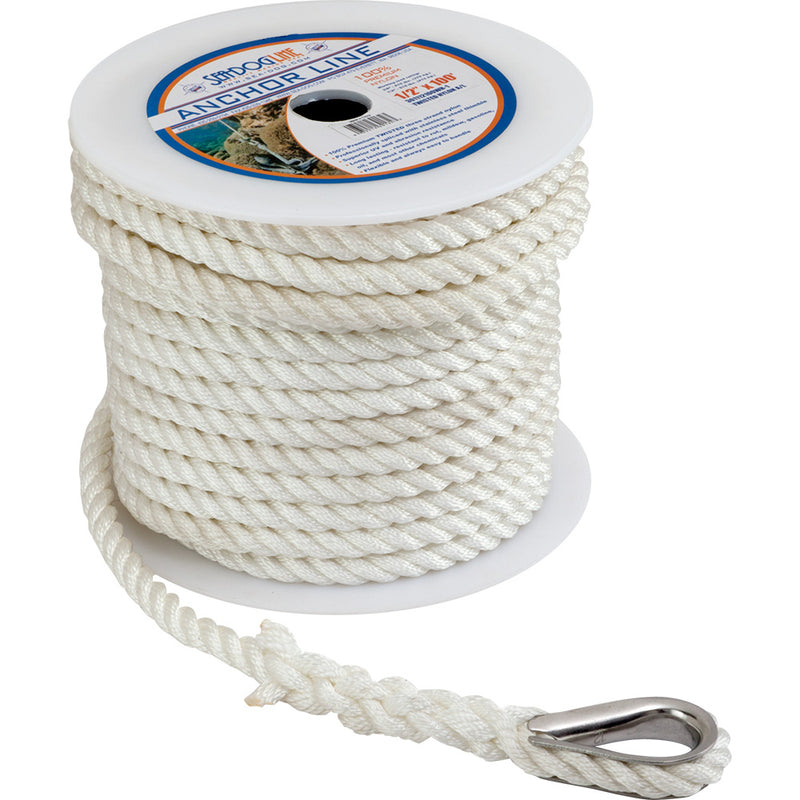 Sea-Dog Twisted Anchor Line 3/8" x 60' - White