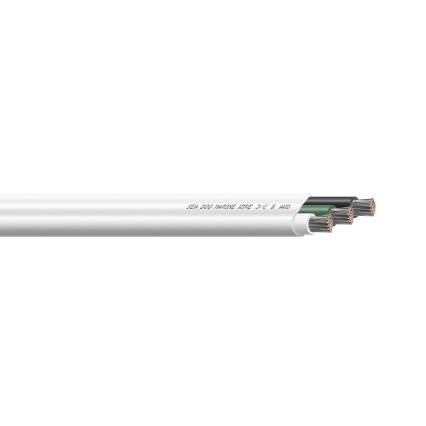 Sea-Dog 6/3 AWG Flat Triplex Wire - White/Green/Black - 50'