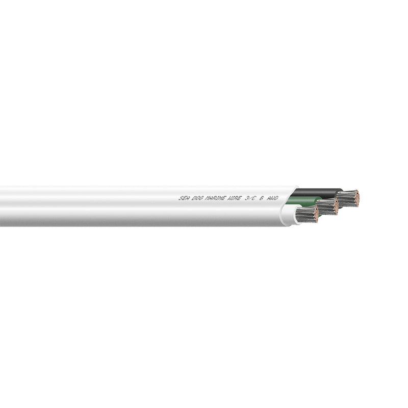 Sea-Dog 6/3 AWG Flat Triplex Wire - White/Green/Black - 100'