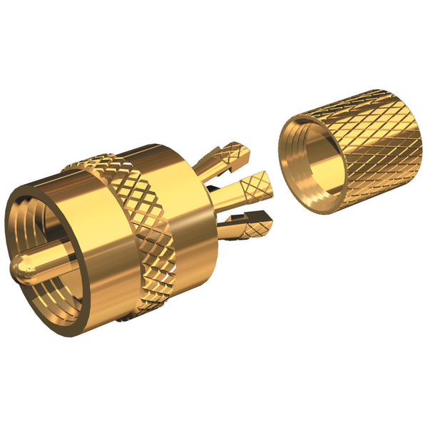 PL-259-CP-G - Solderless PL-259 Connector for RG-8X or RG-58/AU Coax - Gold Plated