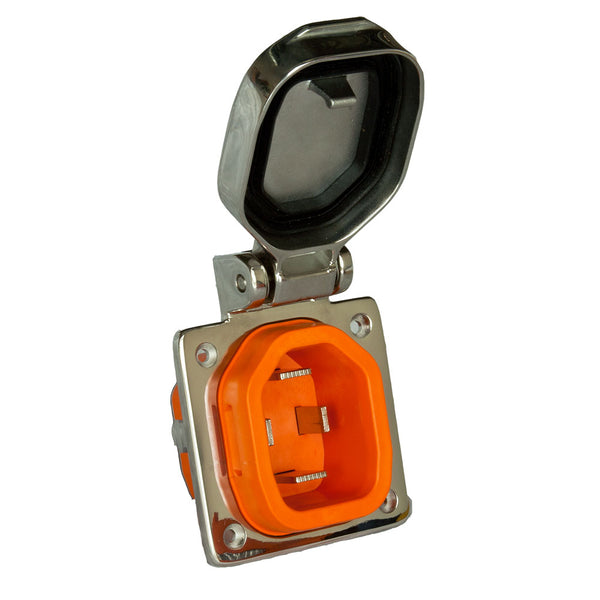 SmartPlug 50 AMP Male Inlet W/Cover - Stainless Steel