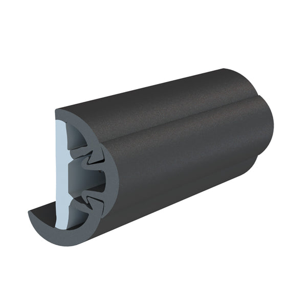 TACO SuproFlex Rub Rail Kit w/Flex Vinyl Overlay Insert - 1-5/8"H x 7/8"W x 60'L - Black w/Black Insert