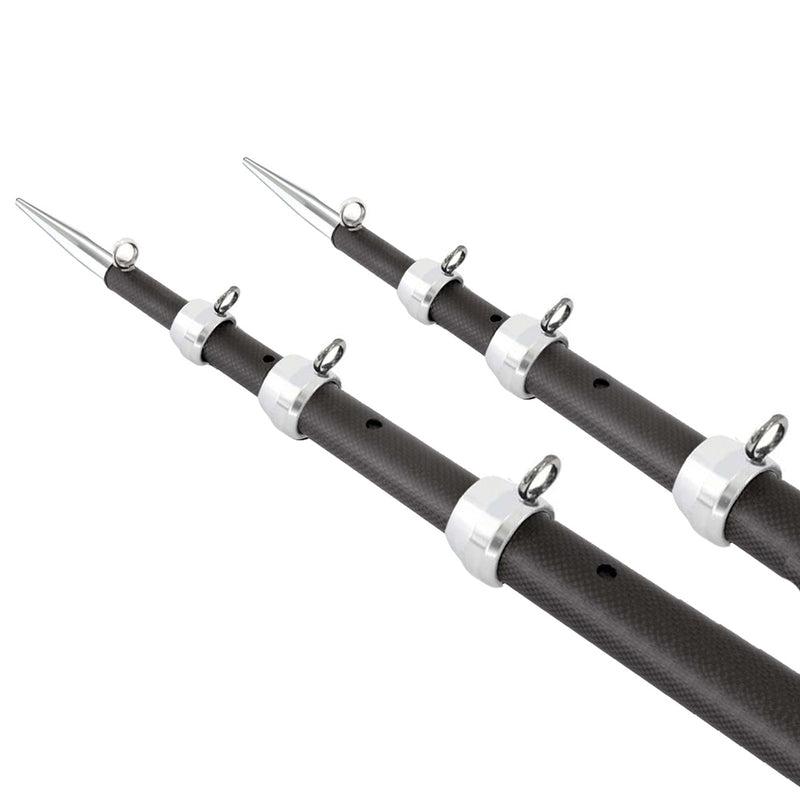 Tigress 15' XD 3K Carbon Fiber Telescoping Outrigger Poles - Matte Black/Silver - Pair