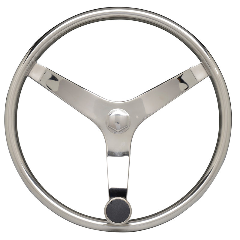 V46 - 13.5" Stainless Steel Steering Wheel w/Speed Knob