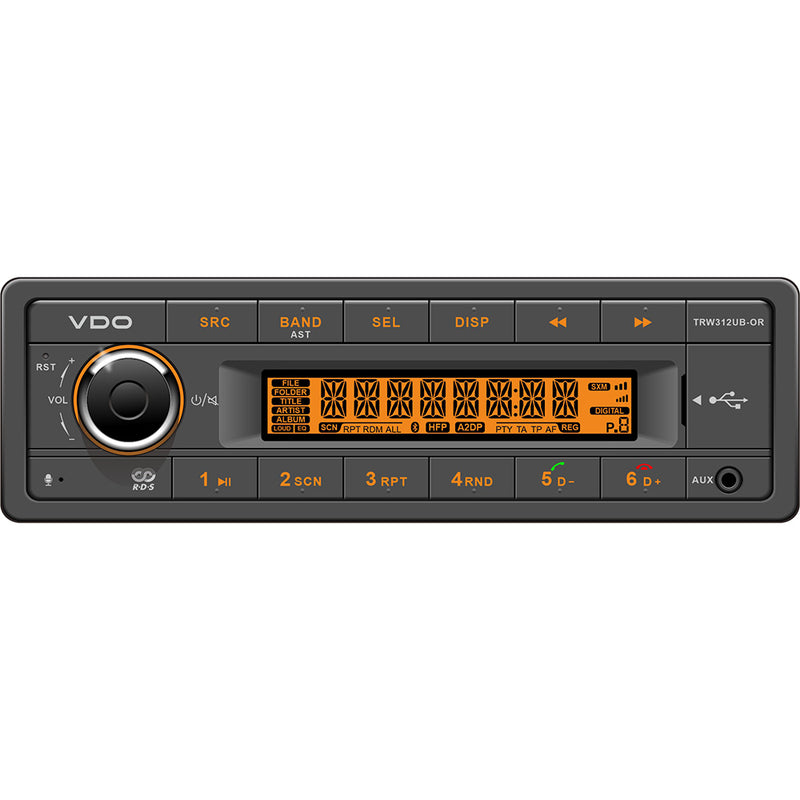 VDO 12V Radio w/FM RDS Tuner MP3/WMA/USB/Bluetooth - Orange Illumination