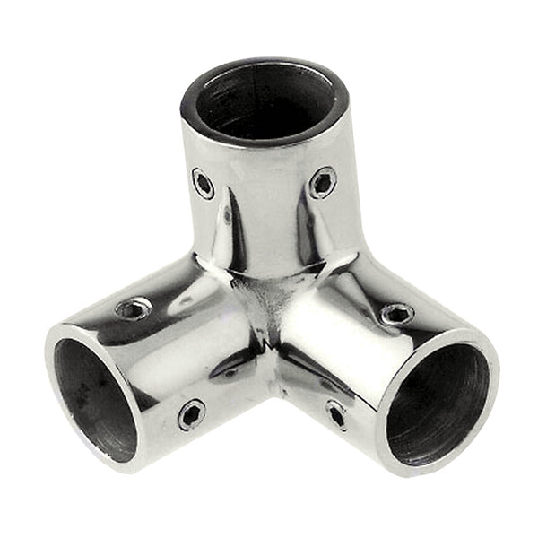 Whitecap ⅞" O.D. SS 3-Way Corner Fitting
