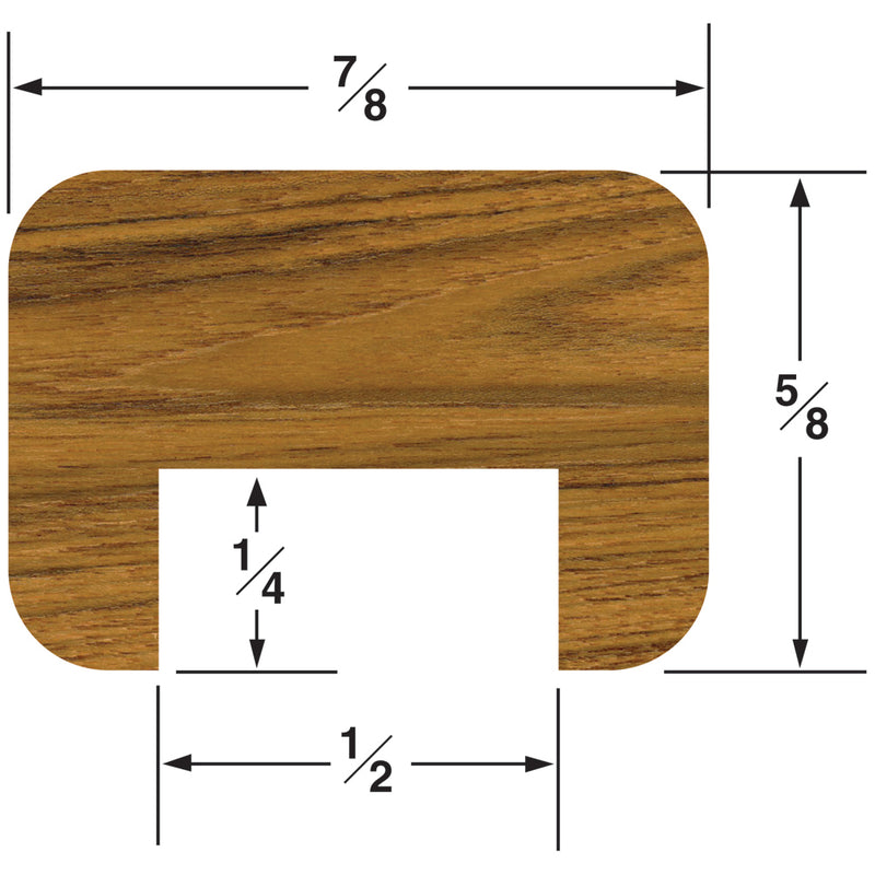 Whitecap Teak 1/2" Track Bulkhead Molding